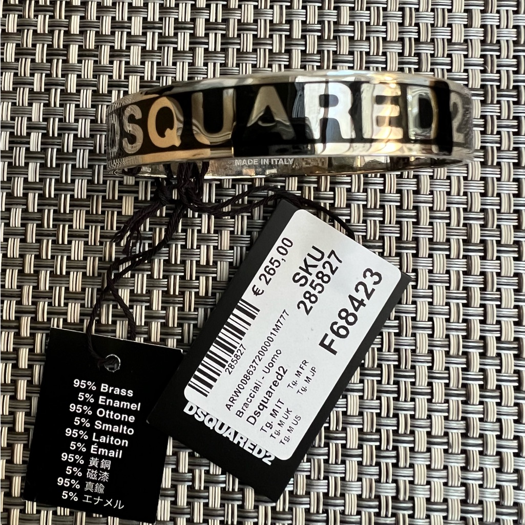 New Men's "Dsquared2" Silver Bangle Bracelet